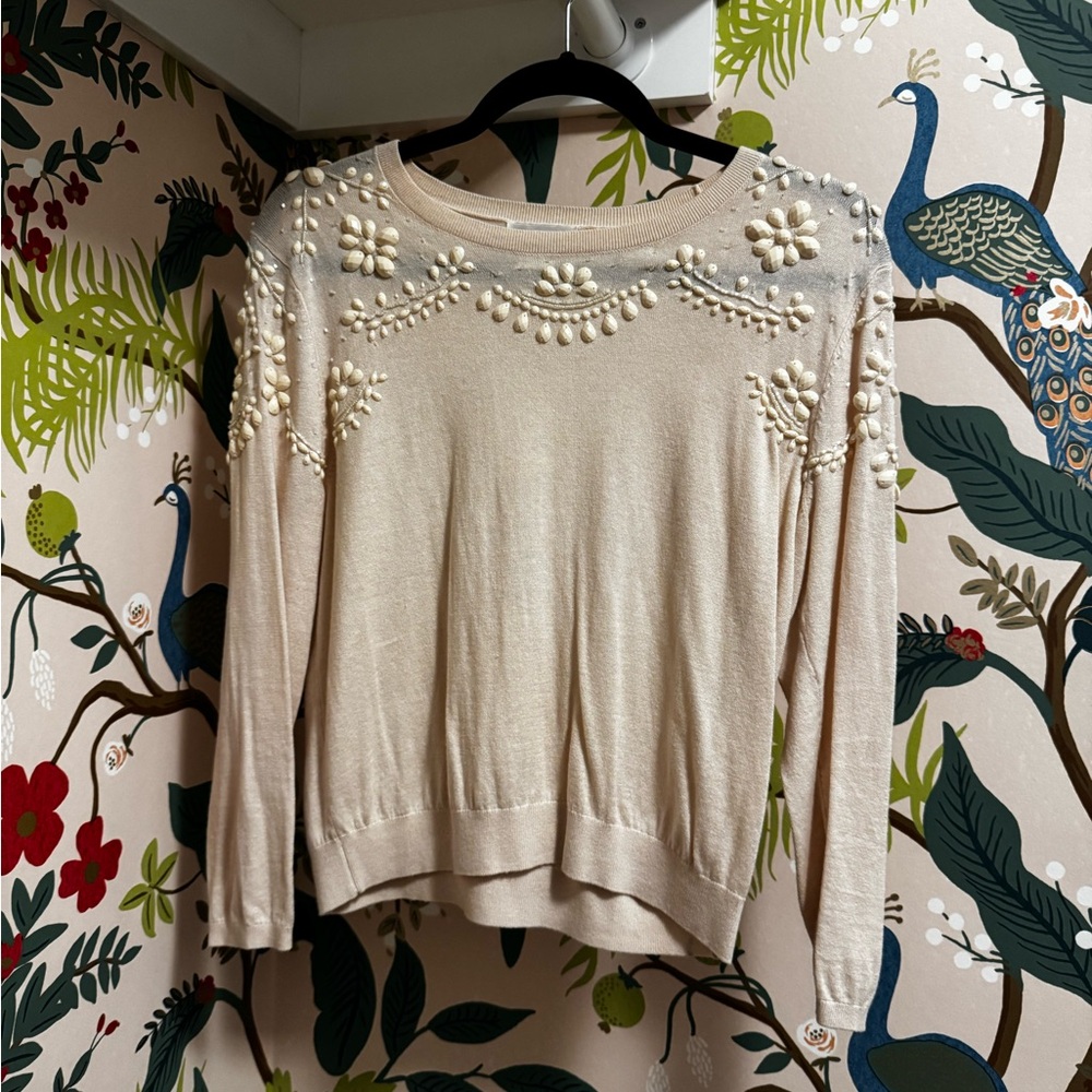 Jenny Yoo Blush Pink Beaded Sweater